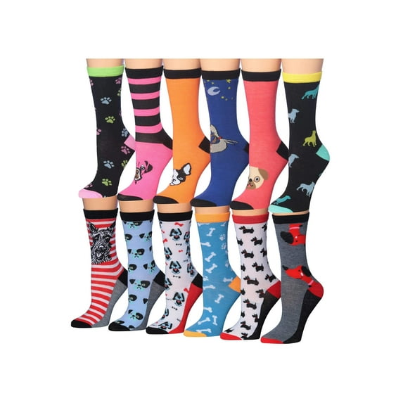 Tipi Toe Womens 12-Pack Ribbed Crew Socks – Women's Casual, Dress, and Everyday Wear