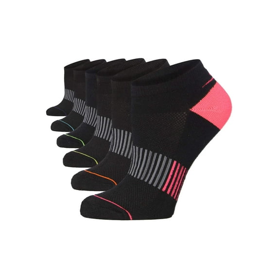 Tipi Toe Ladies Cushioned Athletic Ankle Socks Value Pack (6 Pairs)