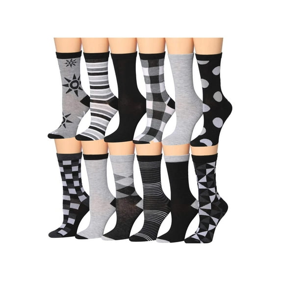 Tipi Toe Womens Classic Crew Socks for Women – Soft, Stylish, and Colorful 12-Pack Set