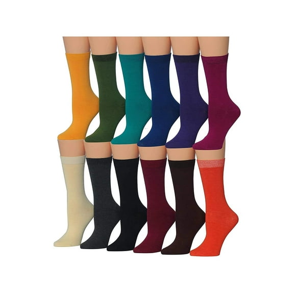 Tipi Toe Womens Classic Crew Socks for Women – Soft, Stylish, and Colorful 12-Pack Set