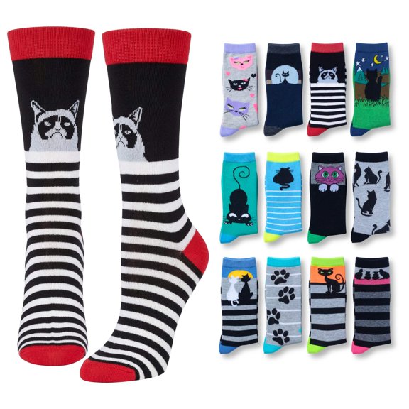 Tipi Toe Womens Classic Crew Socks for Women – Soft, Stylish, and Colorful 12-Pack Set