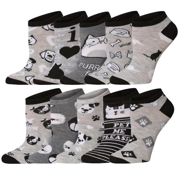 Tipi Toe Womens 10 Pairs Colorful Patterned Funky Low Cut Socks