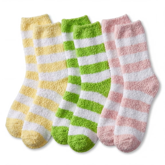 Tipi Toe Cozy Dreams 3-Pack Women's Fuzzy Slipper Socks - Ultra-Soft Microfiber Non-Slip Crew Length Winter Socks