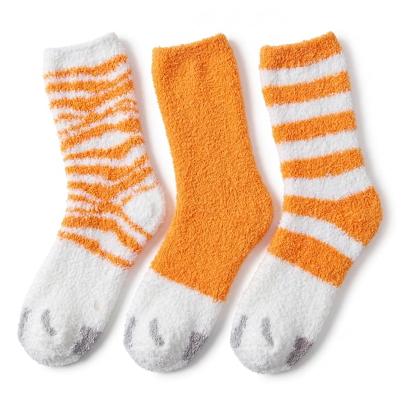 Tipi Toe Womens 3 Pairs Cozy Microfiber Anti-Skid Soft Fuzzy Crew Socks