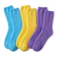 thumbnail image 1 of Tipi Toe Ladies' Plush Winter Slipper Socks with Non-Slip Grips, 3 Pairs, 1 of 5