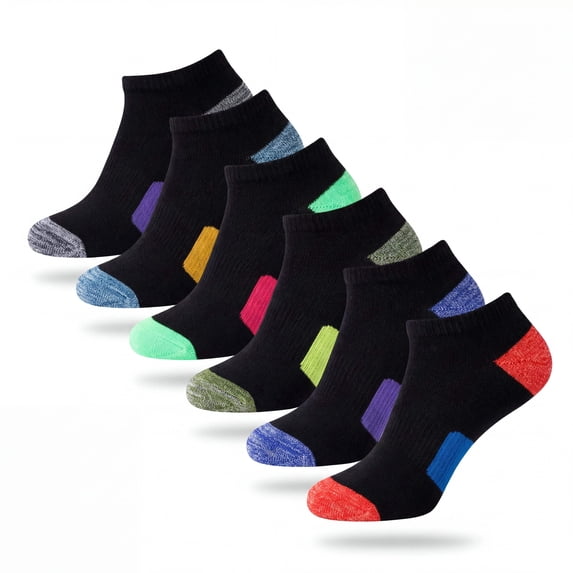 Tipi Toe Ladies Cushioned Athletic Ankle Socks Value Pack (6 Pairs)