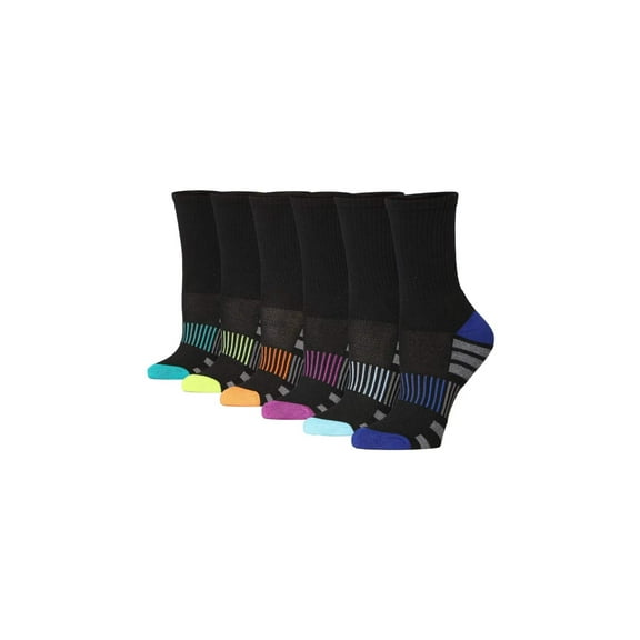 Tipi Toe Women's Breathable Athletic Crew Socks with Cushioning (6 Pairs)