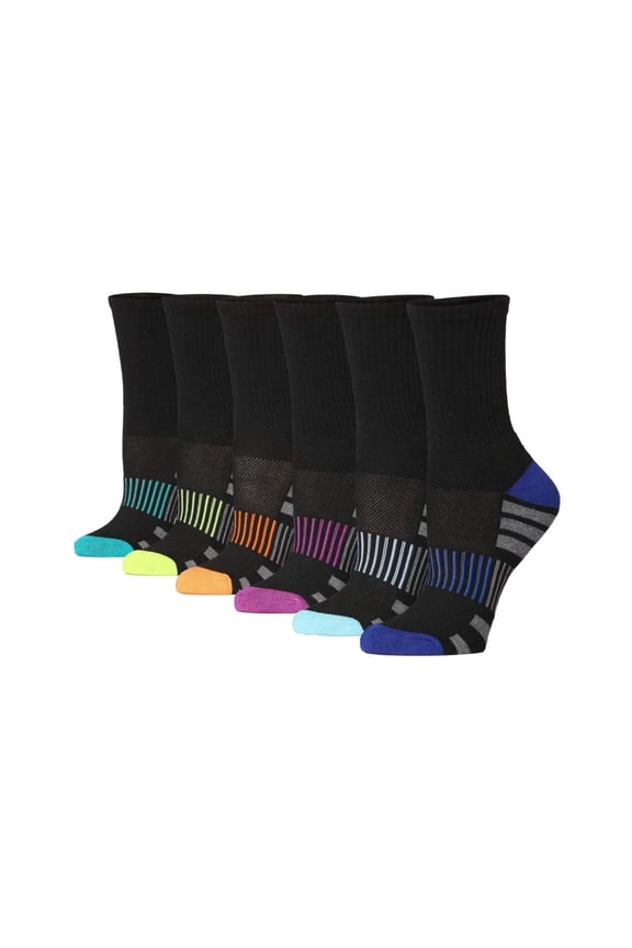 Women's Breathable Athletic Crew Socks with Cushioning (6 Pairs)