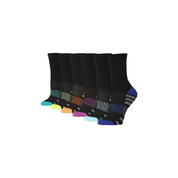 Tipi Toe Women's Breathable Athletic Crew Socks with Cushioning (6 Pairs)