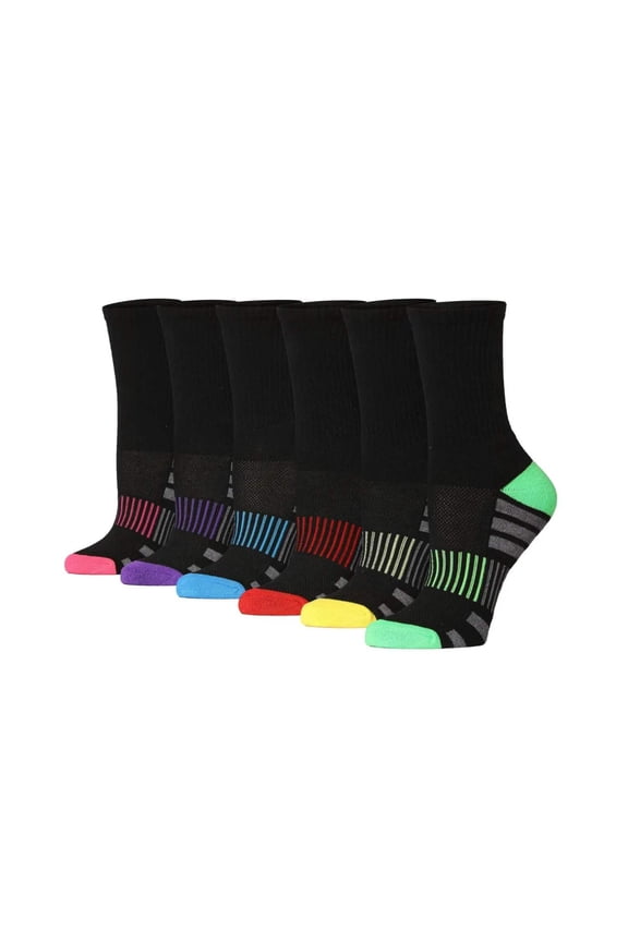 Women's Breathable Athletic Crew Socks with Cushioning (6 Pairs)