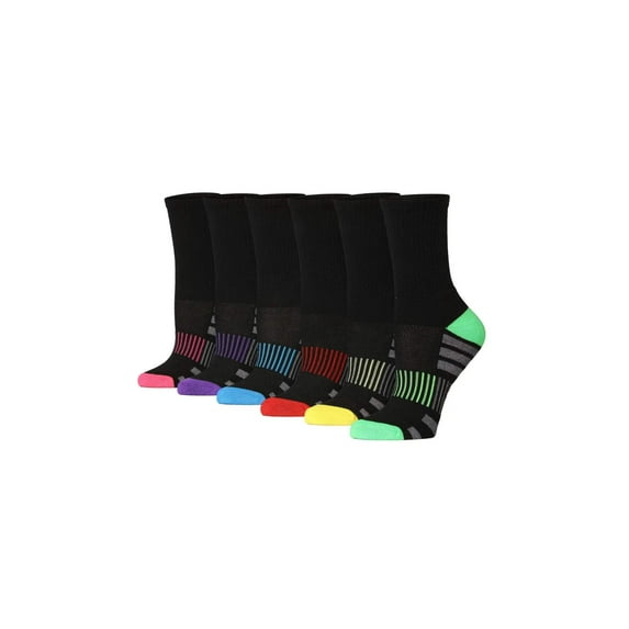 Tipi Toe Women's Breathable Athletic Crew Socks with Cushioning (6 Pairs)