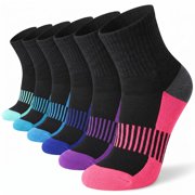 Tipi Toe Womens 6-Pairs Athletic Performance Quarter Socks | Moisture-Wicking Sports Socks