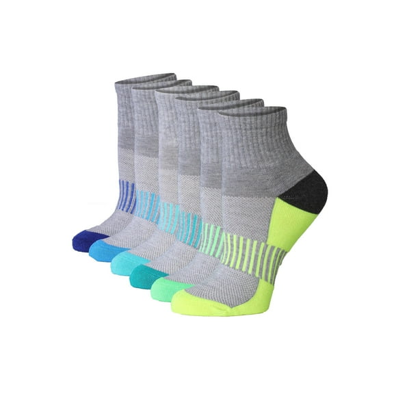 Tipi Toe Women's Athletic Quarter Socks 6-Pack Moisture-Wicking Performance Sport Anklets