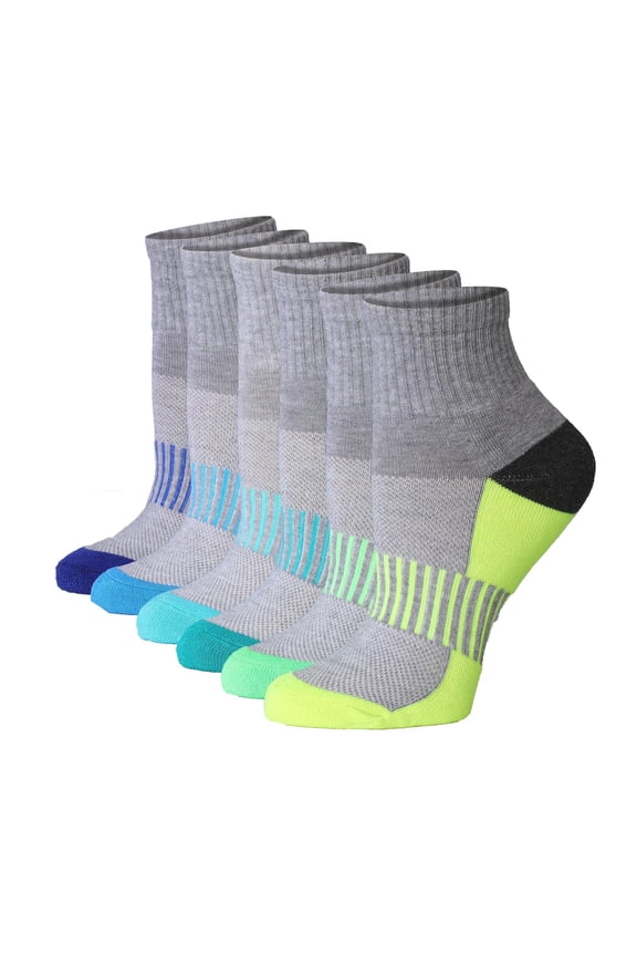Women's Athletic Quarter Socks 6-Pack Moisture-Wicking Performance Sport Anklets