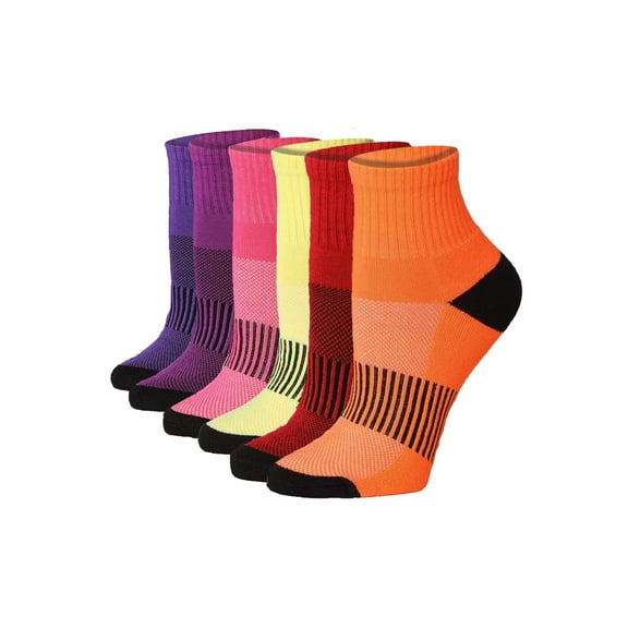 Tipi Toe Womens 6 Pack Running & Athletic Sports Performance Ankle/Quarter Socks For Women