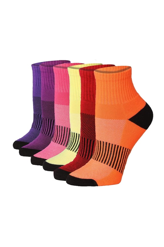 Womens 6 Pack Running & Athletic Sports Performance Ankle/Quarter Socks For Women