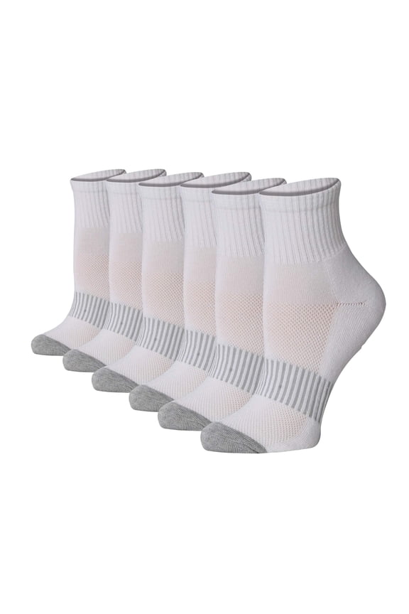Women's Athletic Quarter Socks 6-Pack Moisture-Wicking Performance Sport Anklets