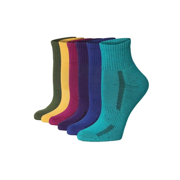 Tipi Toe Women's 6-Pairs Athletic Performance Quarter Socks | Moisture-Wicking Sports Socks