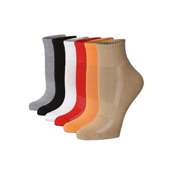 Tipi Toe Womens 6 Pack Running & Athletic Sports Performance Quarter Socks