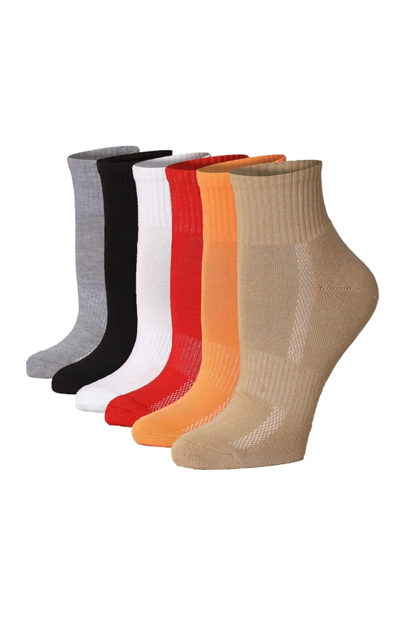 Womens 6 Pack Running & Athletic Sports Performance Quarter Socks