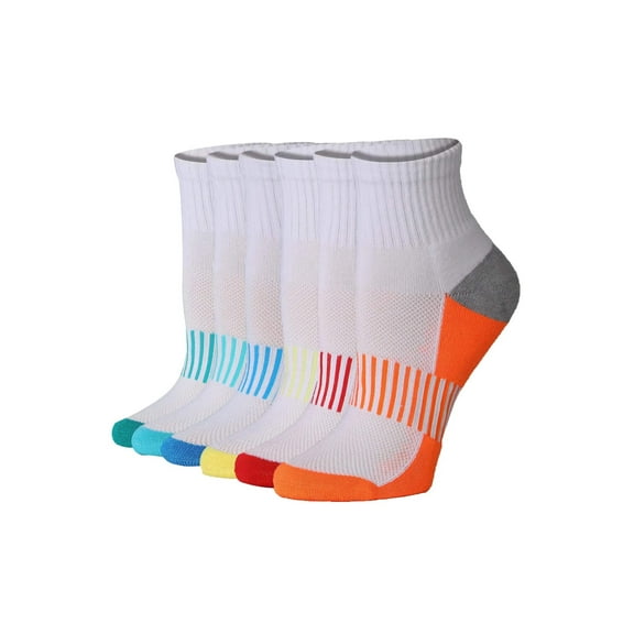 Tipi Toe Ladies Cushioned Running Socks Multi-Color Athletic Performance 6-Pairs