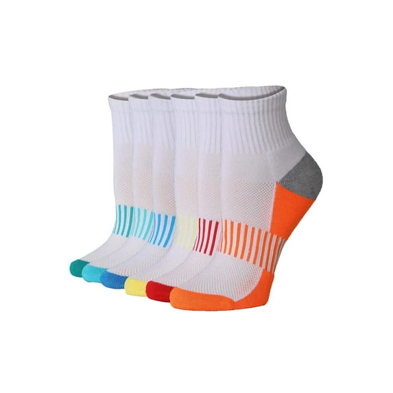 Tipi Toe Ladies Cushioned Running Socks Multi-Color Athletic Performance 6-Pairs