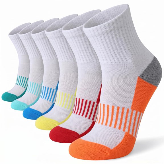 Tipi Toe Ladies Cushioned Running Socks Multi-Color Athletic Performance 6-Pairs