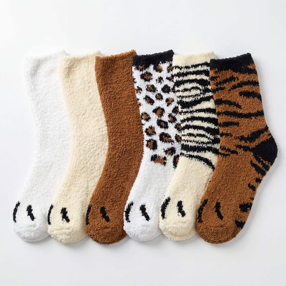 Tipi Toe Womens Premium Microfiber Non-Slip Socks 6-Count Pack