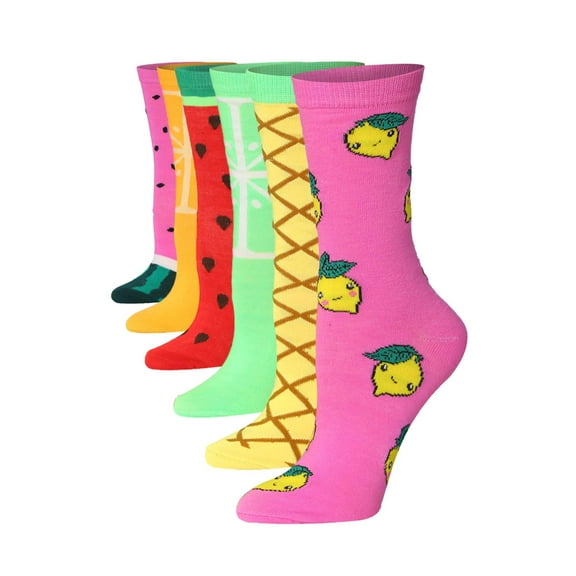 Tipi Toe Womens Classic & Bold Crew Socks Set - Dozen Color Collection (6 Pairs)