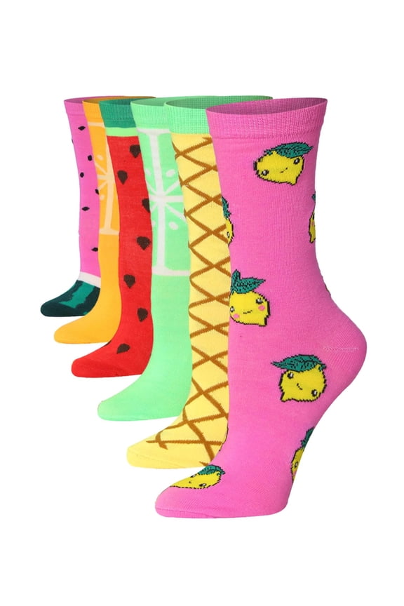 Womens Classic & Bold Crew Socks Set - Dozen Color Collection (6 Pairs)