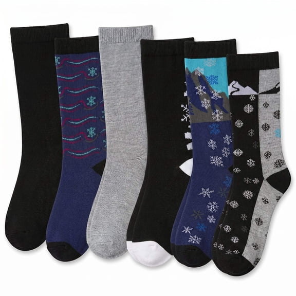 Tipi Toe Womens Classic & Bold Crew Socks Set - Dozen Color Collection (6 Pairs)