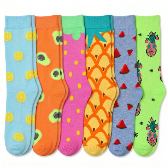Tipi Toe Womens Classic & Bold Crew Socks Set - Dozen Color Collection (6 Pairs)