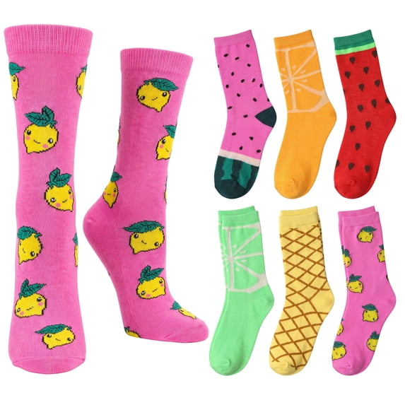 Tipi Toe Womens Classic & Bold Crew Socks Set - Dozen Color Collection (6 Pairs)