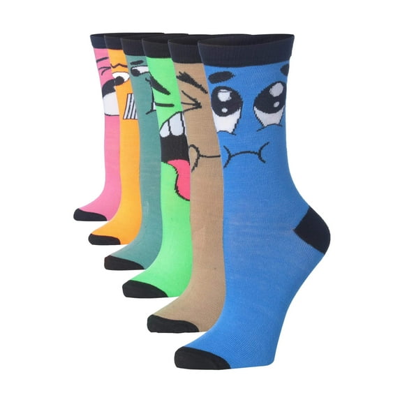 Tipi Toe Womens All-Season Comfort Crew Socks - 6 Pairs Essential Colors