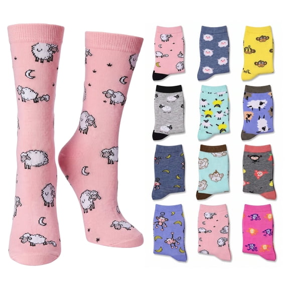 Tipi Toe Womens Classic Crew Socks for Women Soft, Stylish, and Colorful 12-Pack Set