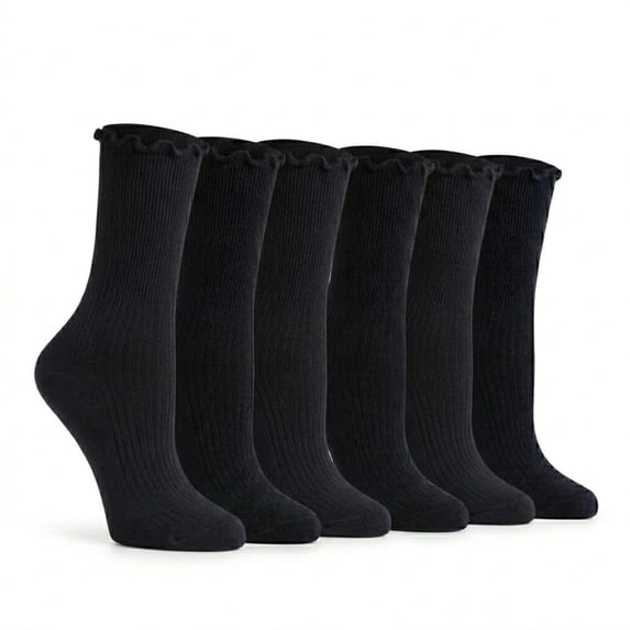 Tipi Toe Women's Elegant Ruffle Trim Ankle Socks 6-Pack