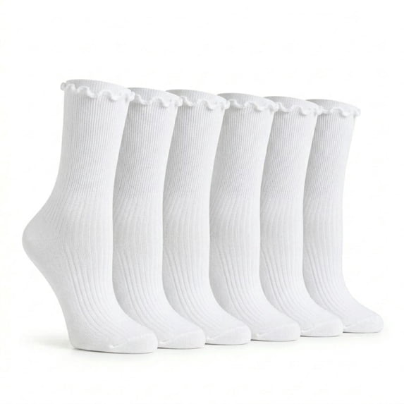 Tipi Toe Women's Elegant Ruffle Trim Ankle Socks 6-Pack