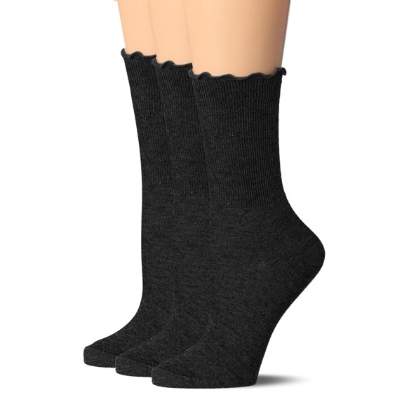 Tipi Toe Women's Elegant Ruffle Trim Crew Socks 3-Pack