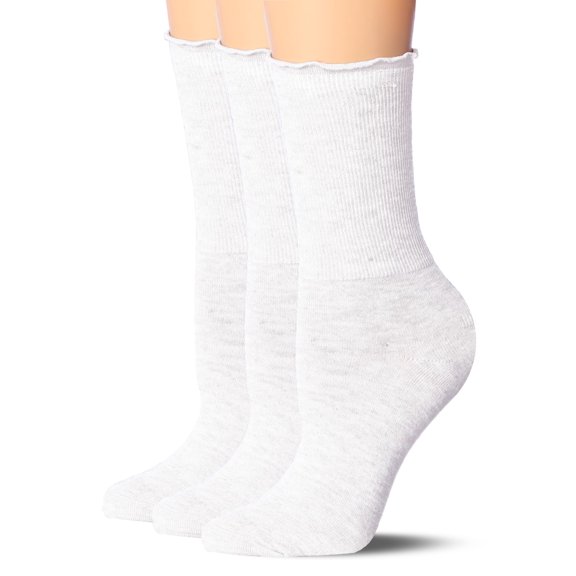 Tipi Toe Womens Elegant Ruffle Trim Crew Socks 3-Pack