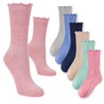thumbnail image 1 of Tipi Toe Women's Elegant Ruffle Trim Crew Socks 6-Pack, 1 of 2