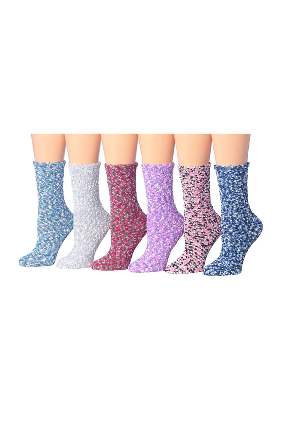 Womens Plush Comfort Home Socks with Safety Grips, 6-Pack