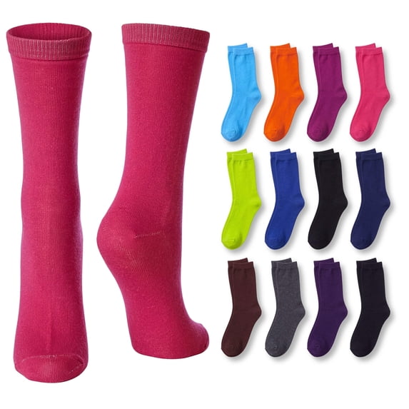 Tipi Toe Women's Soft & Stretchy Polyester Crew Socks - Casual & Dress Styles (12 Colors)