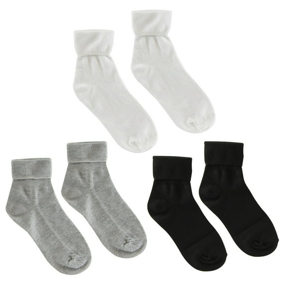 TipiToe Women's 3-Pack Cuff Socks Black/Grey/White