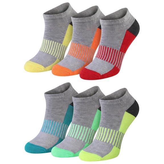 TipiToe Women's Athletic Low Cut Performance Socks - 6 Pair Multicolor Pack
