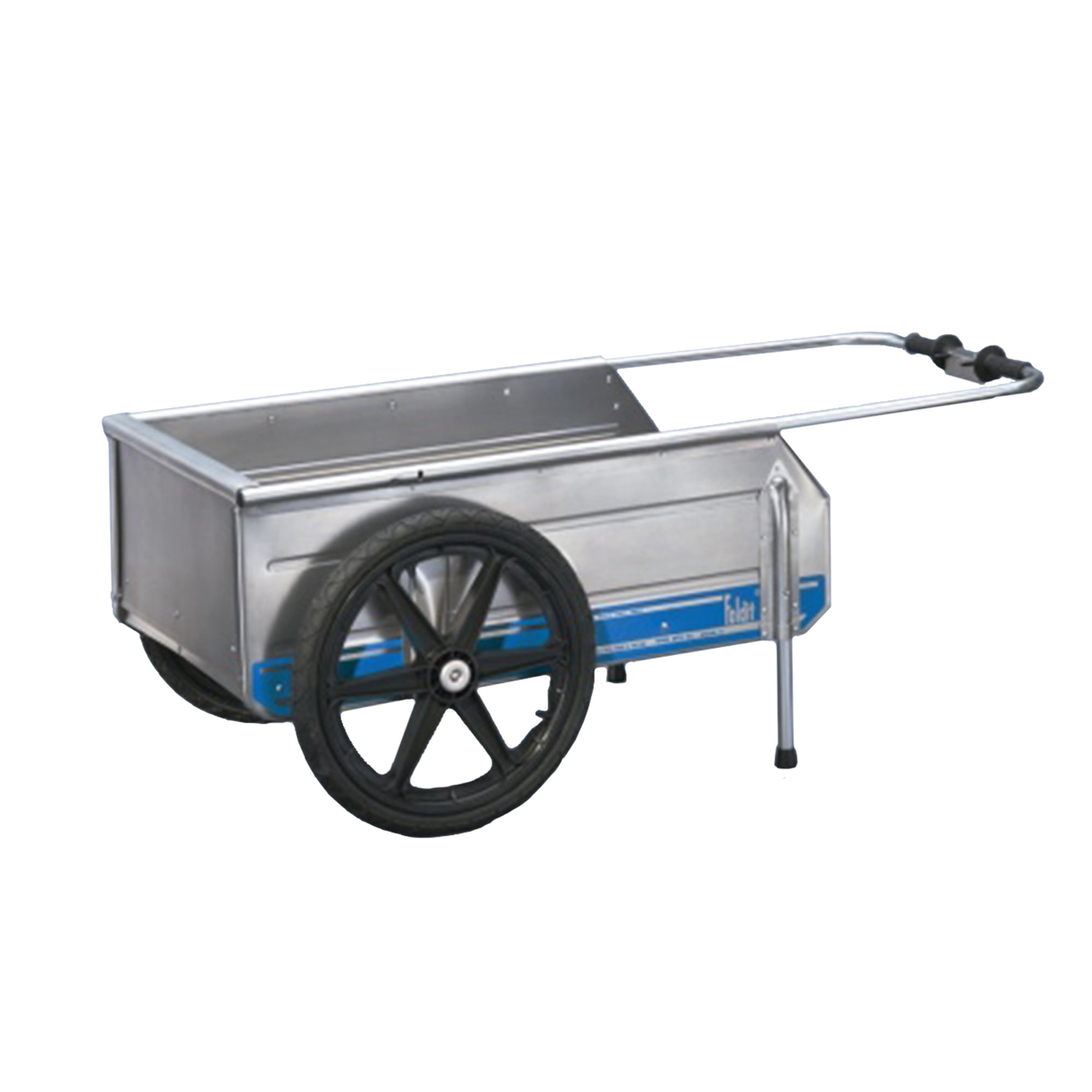 Foldable Aluminum Utility Wagon with Blue Trim and Pneumatic Tires