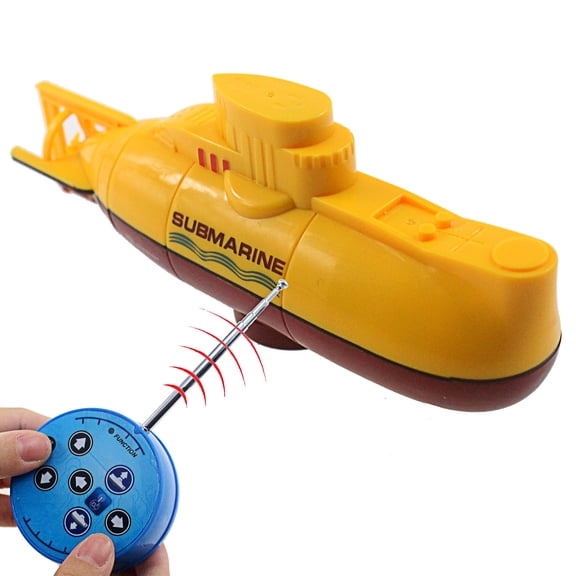 Tipmant Electric RC Submarine Toy Mini Radio Remote Control Boat Diving Battery Powered Waterproof for Fish Tank Bathtub Water Kids Birthday Gifts (Yellow)