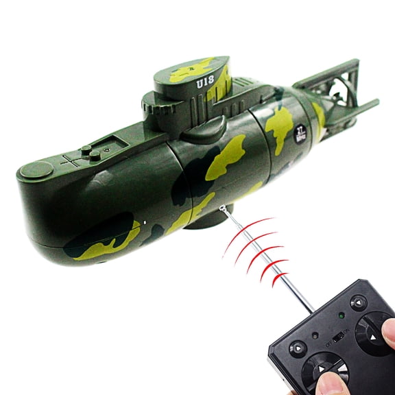 Tipmant Electric RC Submarine Toy Mini Radio Remote Control Boat Ship Military Model Dive in Water for Fish Tank, Bathtub Children Kids Birthday Christmas Gifts (Green)
