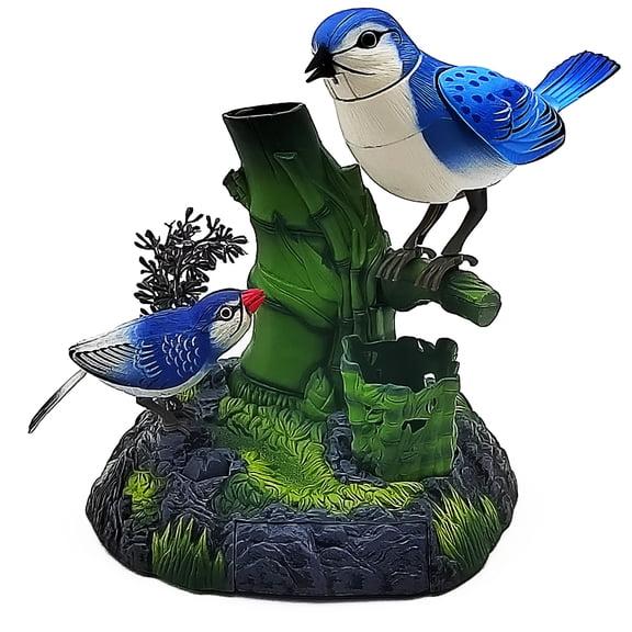 Tipmant Realistic Electronic Birds Toys Electric Animal Pets Move Chirp Home Office Table Desk Wall Decoration Kids Birthday Gifts(Blue)