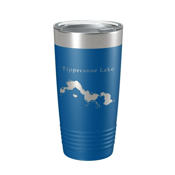 Tippecanoe Lake Map Tumbler Travel Mug Insulated Laser Engraved Coffee Cup Indiana 20 oz Royal Blue