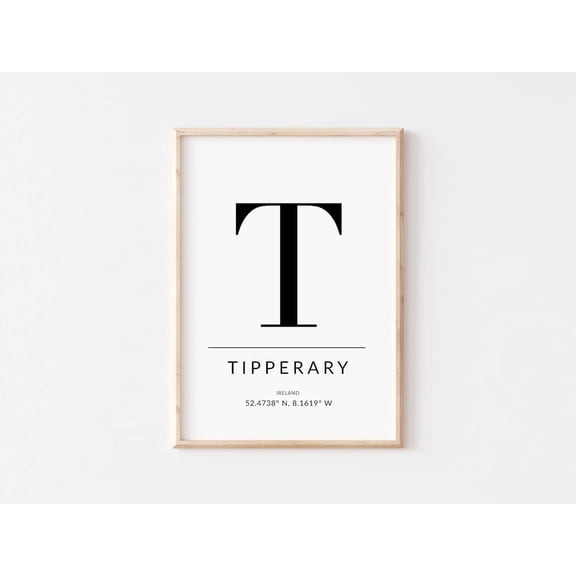 Tipperary Ireland Map Poster Gps Coordinates Wall Art Home Decor UNFRAMED Poster, Wall Art for Decor, Present, 8x12